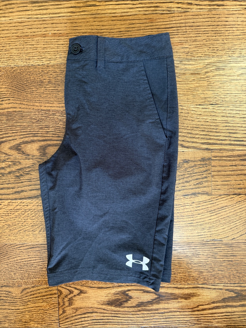 Under Armour Black Athletic Shorts With White Logo - Kids